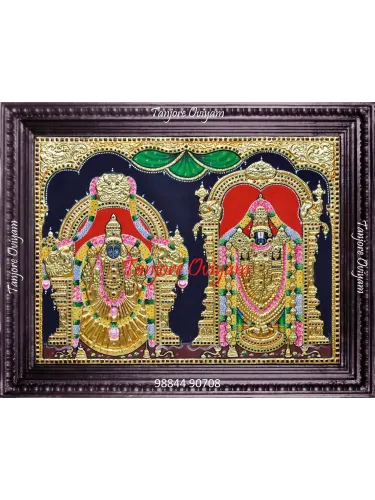 Thayar Balaji painting with traditional gold, detailed arches and classic Tanjore craftsmanship